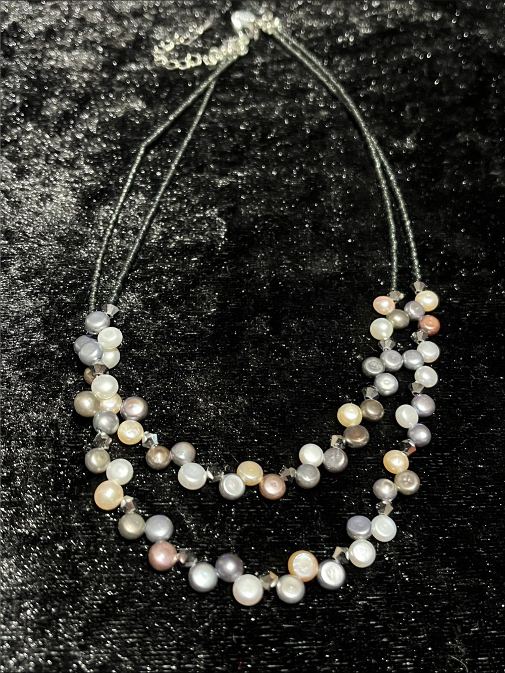 Lia Sophia “Tahitian” Fresh Water Pearl and Crystal Double Strand Necklace